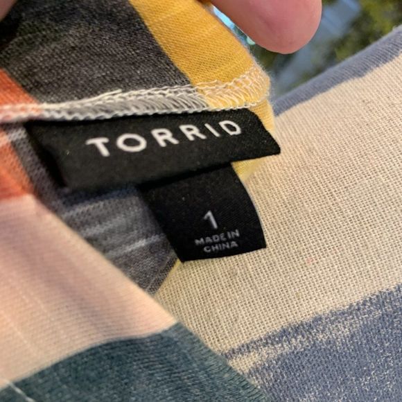 Torrid multi color knit button down the front tie waist top 1 - Picture 6 of 8